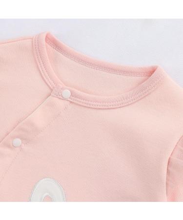 JiAmy Baby Girls Romper Cotton Footie Onesie | Long Sleeve Sleepsuit Pajamas | Pink Rabbit 9-12 Months - Buy Online on GoSupps.com
