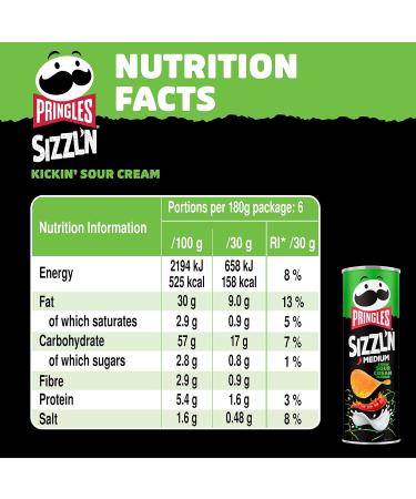 Pringles Sizzl'n Kickin' Sour Cream Flavour - Irresistible Snack (180g) | Shop Now for International Shipping! - Buy Online on GoSupps.com