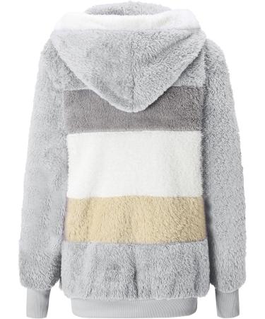Buy Hanxiulin Women's Fleece Plush Winter Jacket - Warm Fluffy Zippered Coat Windproof 4XL Gray | International Shipping Available - Buy Online on GoSupps.com