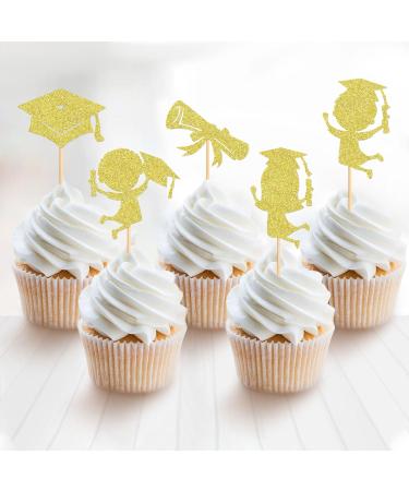 Keaziu 24 Pack 2024 Graduation Cupcake Toppers Graduated Boys and Girls 2024 Congrate Grad Cupcake Picks for 2024 Graduation Theme Birthday Party Supplies Baby Gold - Buy Online on GoSupps.com