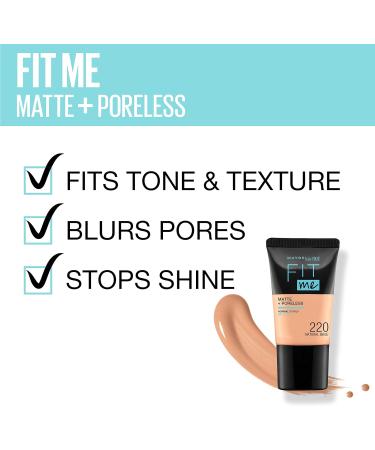 Maybelline New York Liquid Foundation Matte & Poreless Full Coverage Blendable Normal to Oily Skin Fit Me 220 Natural Beige 18ml - Buy Online on GoSupps.com