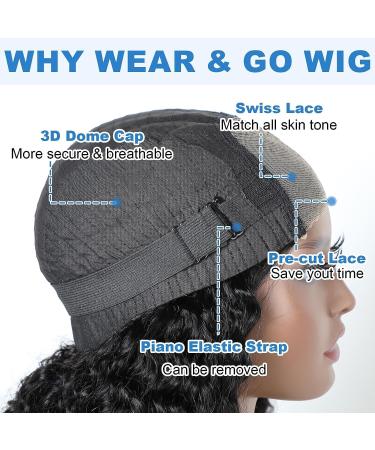 28 Water Wave Wear and Go Brazilian Human Hair Glueless Wig - 180% Density HD Transparent Lace Front for Black Women - Buy Online on GoSupps.com