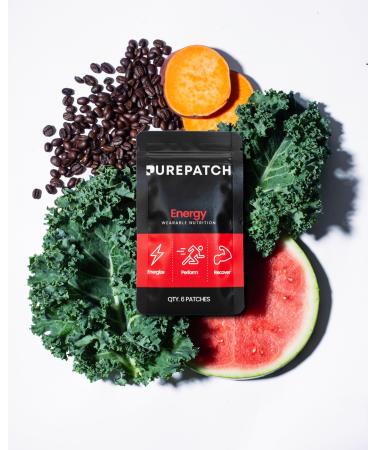 Pure Patch Performance Topical Nutrition Patch - Amino Acids Electrolytes Blend Caffeine Energy & Active Recovery Supplement - Wearable 12 Hour Sticker Patch - 6 Pack