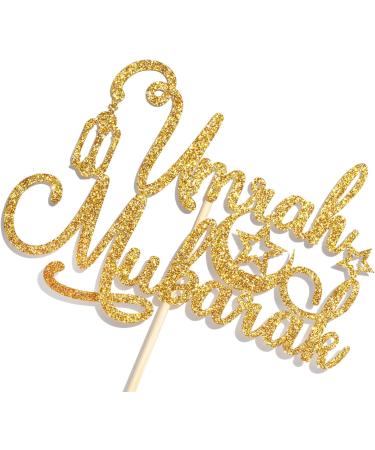 Gold Glitter Umrah Mubarak Cake Topper Happy Eid/Eid Mubarak/Ramadan Mubarak Festival Ramadan Party DecorationsSupplies Gold Umrah Mubarak - Buy Online on GoSupps.com