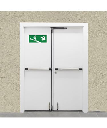 Pubblimania Emergency Exit PVC Sign - Robust Indoor/Outdoor Use (29 x 13 cm) - Stairs & Ladders Right Exit Indicator - Buy Online on GoSupps.com