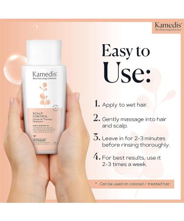 KAMEDIS Dandruff Therapy Shampoo - Soothes Itchy, Flaky, Red Scalp - Paraben-Free, Dye-Free, SLS Free - Clinically Proven - 6.7 Fl Oz - Made in USA - Buy Online on GoSupps.com