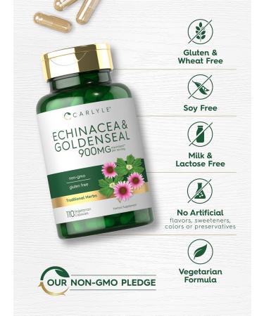 Carlyle Echinacea Goldenseal Capsules | 110 Count | Vegetarian Non-GMO Gluten Free - Buy Online on GoSupps.com