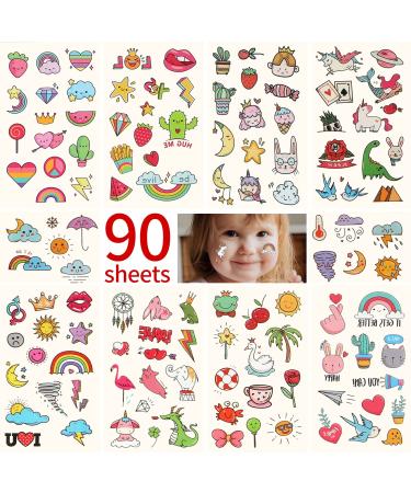 Metker 90 sheets (1000 patterns) kids waterproof Temporary Tattoos, children's temporary tattoo toys,suitable for birthday parties,group activities,toy patterns. 90 Count. (Pack of 1)