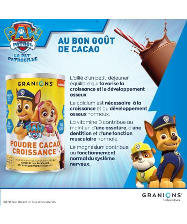 GRANIONS PAT PATROUILLE Growth Cocoa Powder | Food supplement | Growth bone development | Magnesium calcium - Buy Online on GoSupps.com