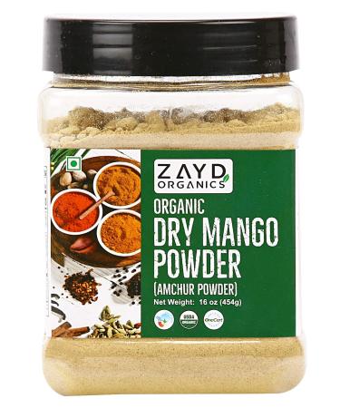 Zayd Organics Amchur Powder, Dry Mango Ground, USDA Organic, 16oz (454g)