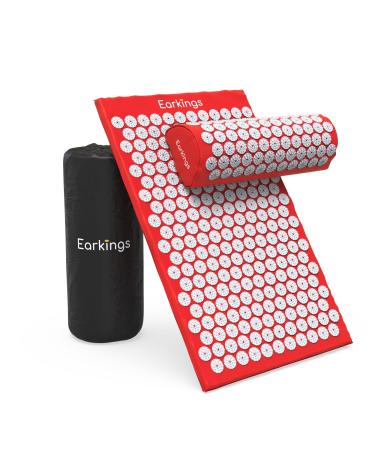 Earrings Spijkermat with massage cushion 68x42x2 cm - Acupressure mat including nail cushion and storage bag - Shakti Mat Red