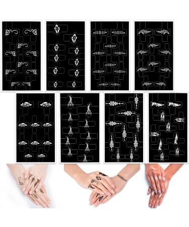 Konsait Temporary Tattoo Stencils for Finger  Reusable Stencils for Adult Body Art Stencils Kids Glitter Tattoo Stencils for Birthday Wedding Class Pool Beach Party Favor Supplies 8 Sheets