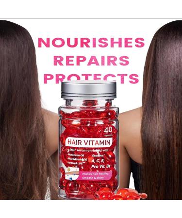 40 Capsules Hair Vitamins & Treatment Serums for Frizzy Dry & Damaged Hair | Nourishing Oil Capsules & Silky Smooth Masks - Buy Online on GoSupps.com