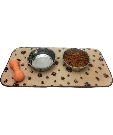 Kitchen Basics Microfiber Pet Bowl Feeding Mat - Taupe Paws | Anti-Skid & Absorbent - Buy Online on GoSupps.com
