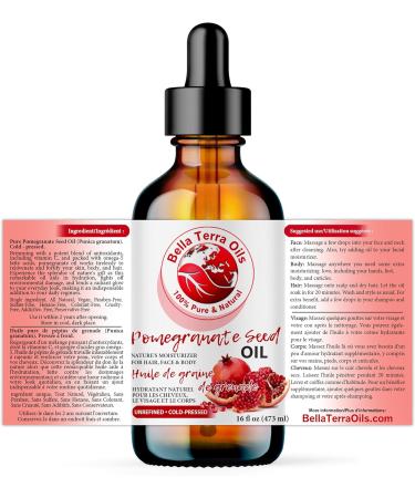 Pomegranate Seed Oil. 120ml. 100% Pure. Cold-pressed. Unrefined. Organic. Rich in Antioxidants and Essential Fatty Acids. Promotes Skin Hydration. Natural Moisturizer for Hair Skin Nails Stretch Marks. Bella Terra Oils. 120 ml (Pack of 1) - Buy Online on GoSupps.com