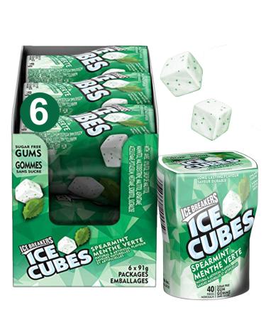 ICE BREAKERS Ice Cubes Spearmint Sugar Free Gum Mint Candy Candy Bulk Box (6 Count)