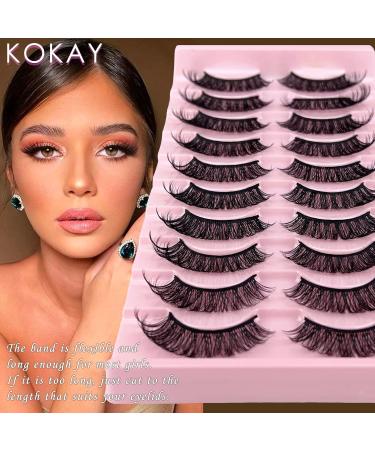 KOKAY False Eyelashes Fluffy Russian Strip Lashes 10 Pairs Natural Curly Fake Mink Lashes 3D Effect Lightweight Sweat-proof Reusable Eye Lashes for Every Type of Face Gift for Her (A-18MM) - Buy Online on GoSupps.com