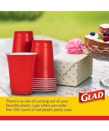 Glad Everyday 16 oz Red Disposable Plastic Cups - 100 Count | Strong & Sturdy Party Cups for All Occasions - Buy Online on GoSupps.com