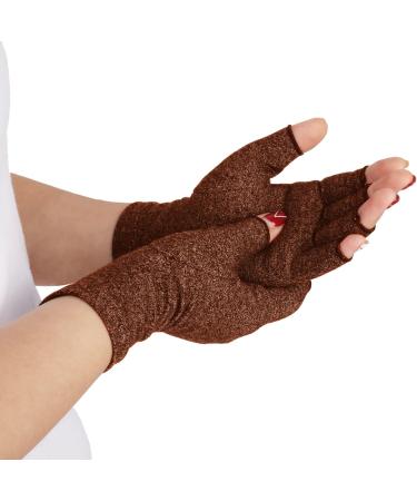 Disuppo Arthritis Gloves - Fingerless Compression Gloves for Pain Relief & Gaming | Rheumatic Arthritis Support for Men & Women (Brown M) - Buy Online on GoSupps.com