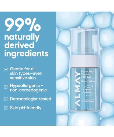 Almay Foam Away Makeup Remover Gentle Face Cleanser Hypoallergenic Face Wash Cruelty-Free Skincare Vegan 100 2.87 fl oz - Buy Online on GoSupps.com