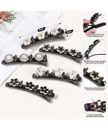 Shop Stylish 5-Piece Kolibri Hair Clip Set with Crystal Flower & Pearls - Double Layer Duck Beak Clips for Women & Girls - International Shipping Available - Buy Online on GoSupps.com