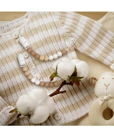 Kowlone Dummy Clips - Soother Pacifier Chain Holder for Baby - Unisex Newborn Dummies - Beige Oatmeal - Buy Online on GoSupps.com
