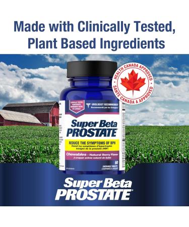 Super Beta Prostate Chewables - Delicious Urologist Recommended Prostate Supplement for Men - Reduce Nighttime Bathroom Trips Promote Sleep Support Prostate Health (60 Chews 1 Bottle) - Buy Online on GoSupps.com
