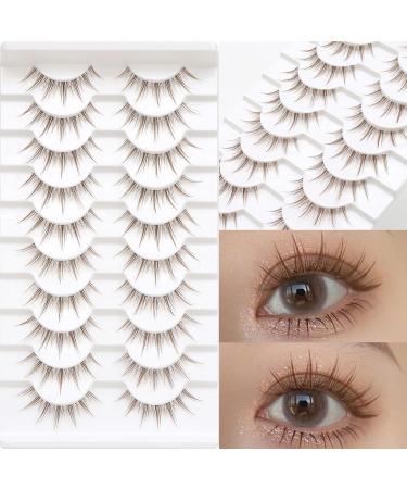 10 Pairs Brown Lashes Clear Band Brown Manga Lashes Japanese Anime Cosplay Brown Eyelashes Asian False Eyelashes Natural Look Like Individual Clusters(A01-Brown Manga Lashes 8-13mm) - Buy Online on GoSupps.com