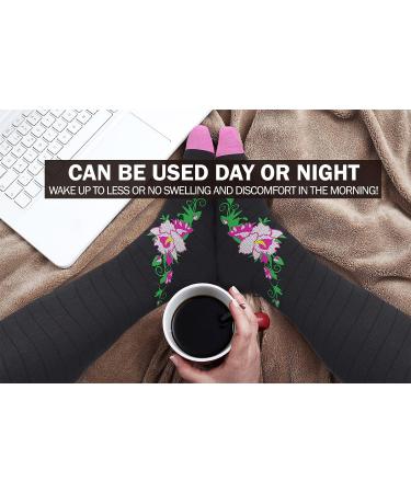Buy Physix Gear Compression Stockings for Men & Women - Flight Pregnancy & Everyday Comfort | XL-XXL Black & Pink Flower - Buy Online on GoSupps.com