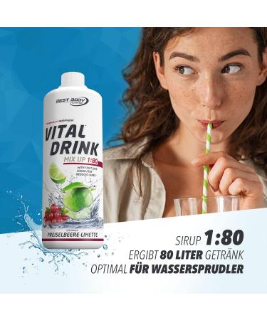 Best Body Nutrition Vital Drink Zerop - Sugar-Free Cranberry Lime Beverage Concentrate 1000ml (80 Liters Ready-to-Drink) - Ideal for International Shipping - Buy Online on GoSupps.com