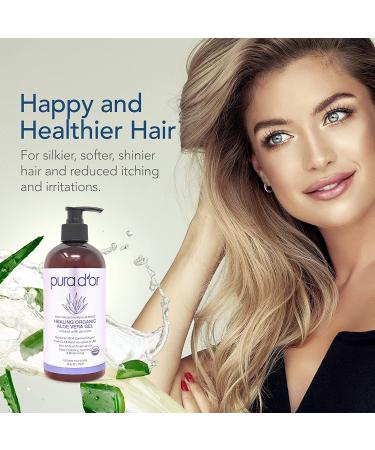 PURA D'OR Organic Aloe Vera Gel Jasmine (16oz) - Deeply Hydrating & Moisturizing - All Natural, No Artificial Preservatives - Sunburn, Bug Bites, Rashes, Eczema Relief - For Skin & Hair - Buy Online on GoSupps.com