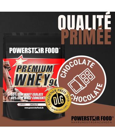  POWERSTAR FOOD Powerstar PREMIUM WHEY 90 Protein Powder 850g | 80.6% Protein | Whey Protein Powder | Produced in Germany | 55% CFM Whey Isolate & 45% CFM Concentrate | Rich in EAAs & BCAAs | Chocolate - Buy Online on GoSupps.com