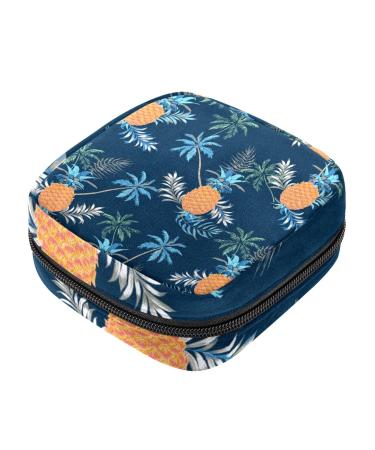 Guantierendiy Sanitary Napkin Storage Bag Portable Period Bag for Women Teen Girls Pineapple Leaves Pattern Menstrual Cup Pouch Nursing Pad Holder (Multicolor) Color 7