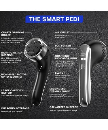 Electric Callus Remover with Dander Vacuum Cleaner | Professional Pedicure Tools Kit with 3 Rollers, 2 Speeds & LCD Display | Powerful Foot File for Dead Skin Removal - Foot Care Essential - Buy Online on GoSupps.com