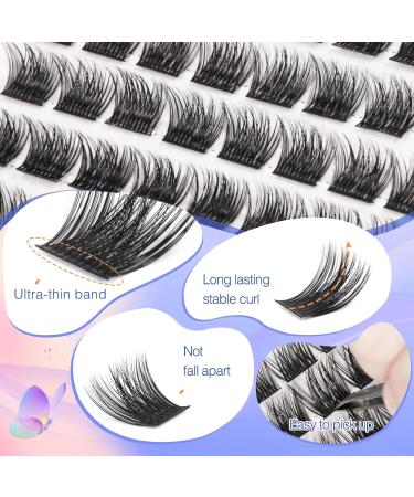 LZM Natural Look Individual Lashes | 8-14mm Mixed DIY C Curl False Lashes | Thin Band Wispy Cluster & Soft Cat Eye Lashes - Luckies 12mm - Buy Online on GoSupps.com