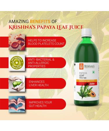 Krishna's Herbal & Ayurveda Papaya Jus de feuilles 500 ml (1 pi ce) 500 ml (Lot de 1) - Buy Online on GoSupps.com