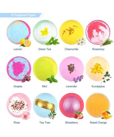Trecaan Bath Bombs Gift Set 12PCS Organic Bath Bomb for Women Kids Girl Mom Wife Handmade Natural Essential Oil Great Gift for Birthday Valentine's Mother's Day Christmas Anniversary - Buy Online on GoSupps.com