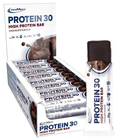 Ironmaxx protein 30 protein bar - chocolate 24 x 35g |Palm oil -free and gluten -free protein bar with vitamins |Suitable for sugar-reduced and low-carb diet 24 pieces (1 Pack)