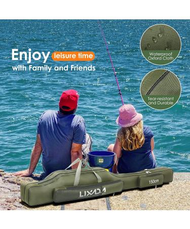 Lixada Portable Folding Fishing Rod Case 100cm Army Green - Fishing Pole Reel Storage Bag - Buy Online on GoSupps.com