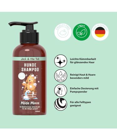 Jack & the Tub Dog Shampoo Mild Mint 500 ml - Nourishing Dog Shampoo with Conditioner & Refreshing Mint Scent for All Breeds | International Shipping - Buy Online on GoSupps.com