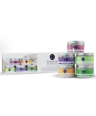 Absolute Aromas Epsom Bathing Salt Bundle Set - 5 x 300g Detox Lavender Mobility Relaxation | Magnesium Sulfate & 100% Pure Essential Oils - International Shipping - Buy Online on GoSupps.com