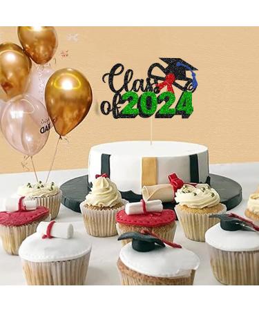 1Pc Graduation Cake Topper 2024 Green Glitter Class of 2024 Graduation Decorations for 2024 Congrats Graduation Party Cake Decorations Supplies 3-green - Buy Online on GoSupps.com
