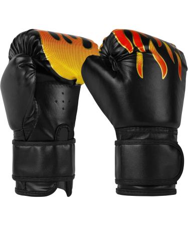 Flintronic Children's Boxing Gloves - 6oz Junior Kickboxing Muay Thai MMA Martial Arts Sparring (Ages 3-10) - Black Flame Style - Buy Online on GoSupps.com