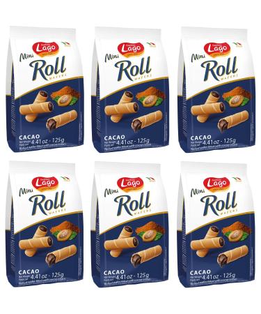 Italian Gourmet E.R. Gastone Lago Pack of 6 mini cocoa waffle rolls filled with cocoa cream 125g