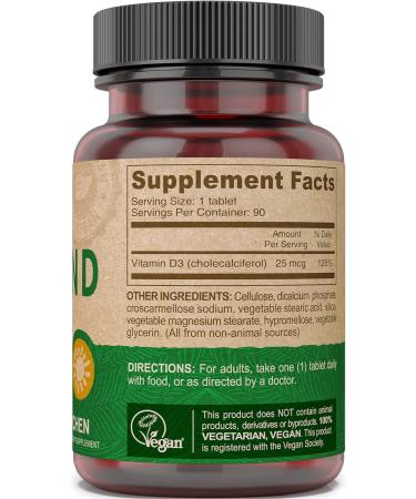 Deva Vegan Vitamin D3 Supplement - 1000 IU - Lichen Plant Derived - 90 Tablets - 2 Pack - Buy Online on GoSupps.com