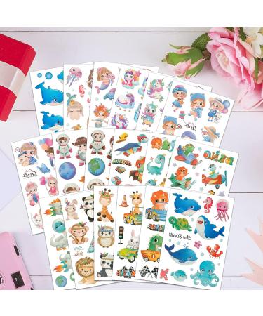 Qpout Kids Temporary Tattoos - 18 Sheets Fake Tattoos for Boys & Girls - Unicorn, Princess, Mermaid, Dinosaur, Dolphin, Astronaut Tattoo Sticker - Children Birthday Party Favors - Buy Online on GoSupps.com