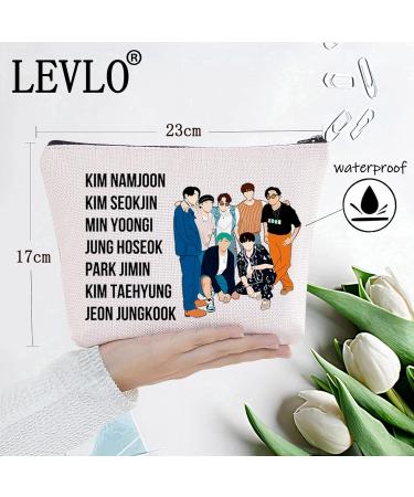 Levlo Cosmetic Bag with Zipper - Perfect Gift for Korean Army Fans & Members - Stylish Makeup Bag for Women & Girls - Buy Online on GoSupps.com
