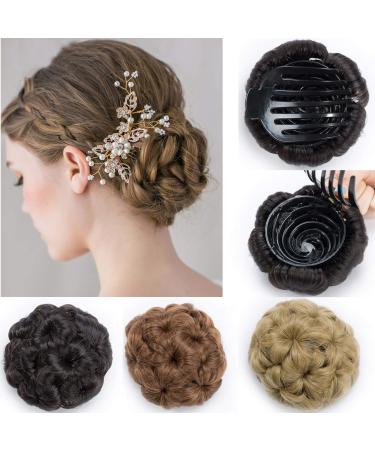 SEGO hairpiece bun updos hair extensions hair tie messy hair extension hair knot wavy dark brown