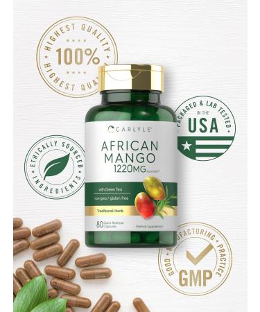 Carlyle African Mango Supplement | 80 Capsules | with Green Tea Extract | Non-GMO Gluten Free 80 Count (Pack of 1) - Buy Online on GoSupps.com