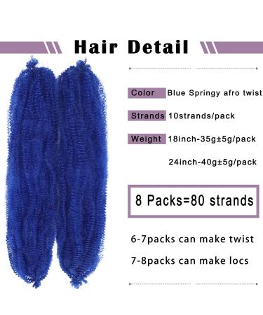 24 Inch Blue Springy Afro Twist Hair 8 Packs for Marley Twist Braiding - Synthetic Extensions for Black Women - Buy Online on GoSupps.com
